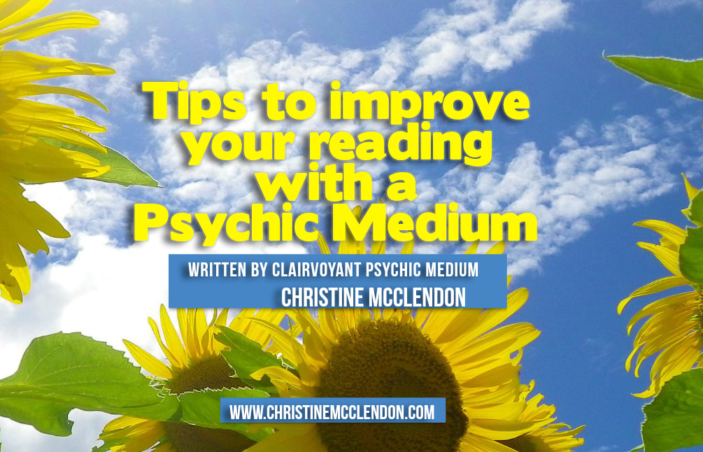 Picture of sunflower cloud and words tips to improve your reading with a Psychic Medium